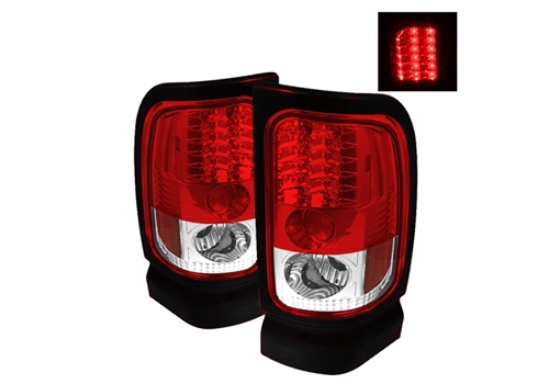 Spyder Red Clear LED Tail Light Set 94-02 Dodge Ram